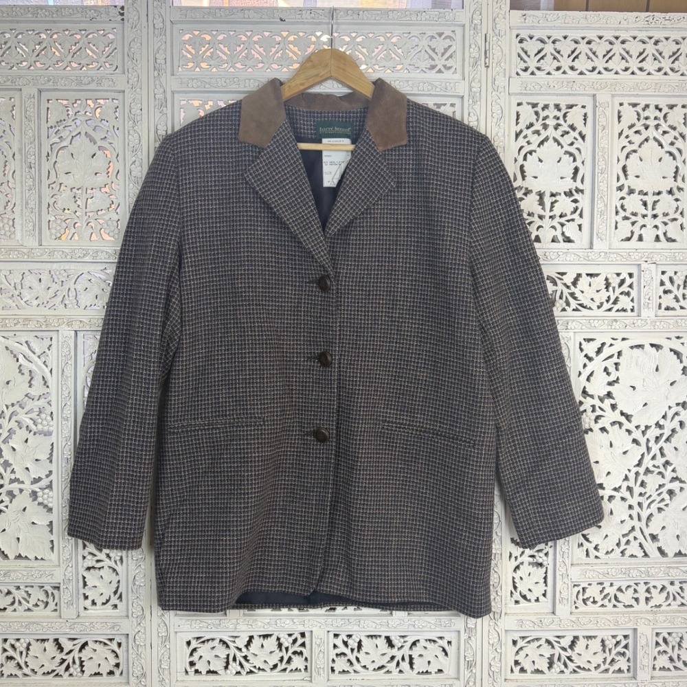 Vtg Harve Benard Wool Blend Plaid Blazer Womens 12 Academia Career School‎ Girl